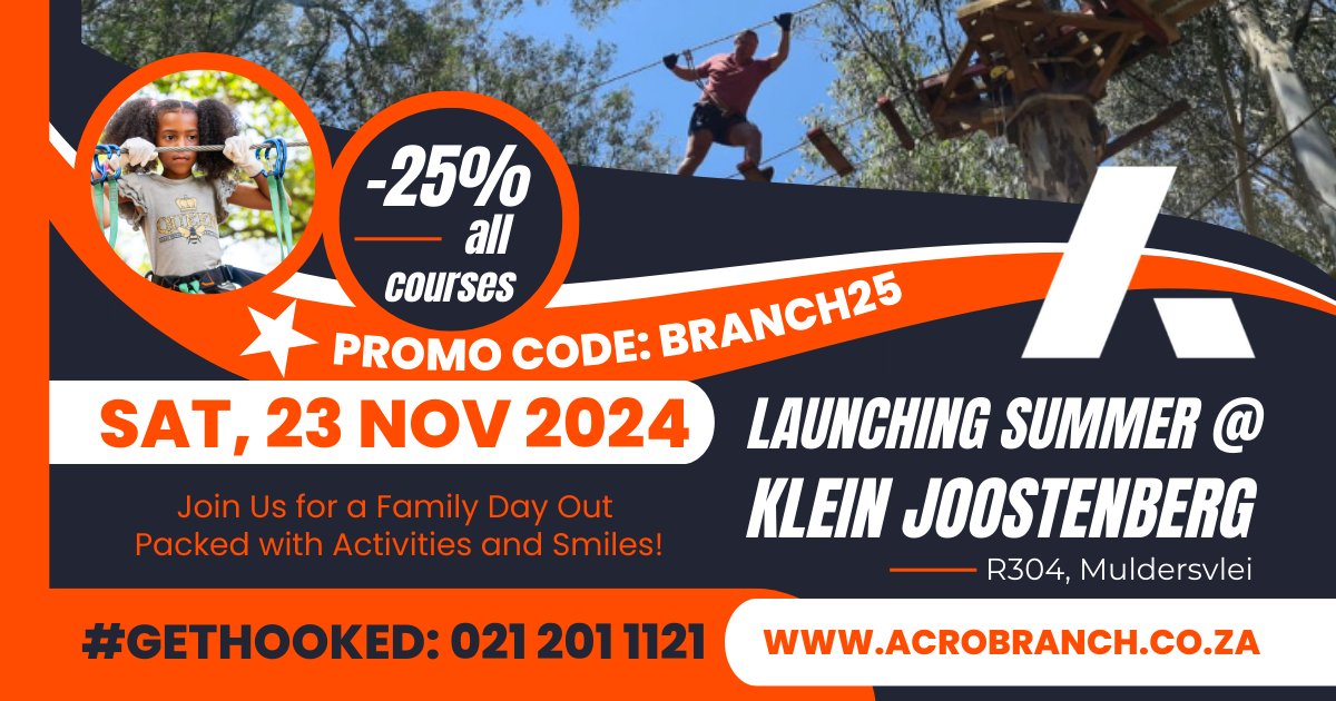 Family fun awaits at Klein Joostenberg with food, fun &amp; adventure on Sat, 23 Nov! 25% off Adventures with code Branch25 #gethooked @kleinjoostenberg @kjpicnics @kleinjoostenbergevents