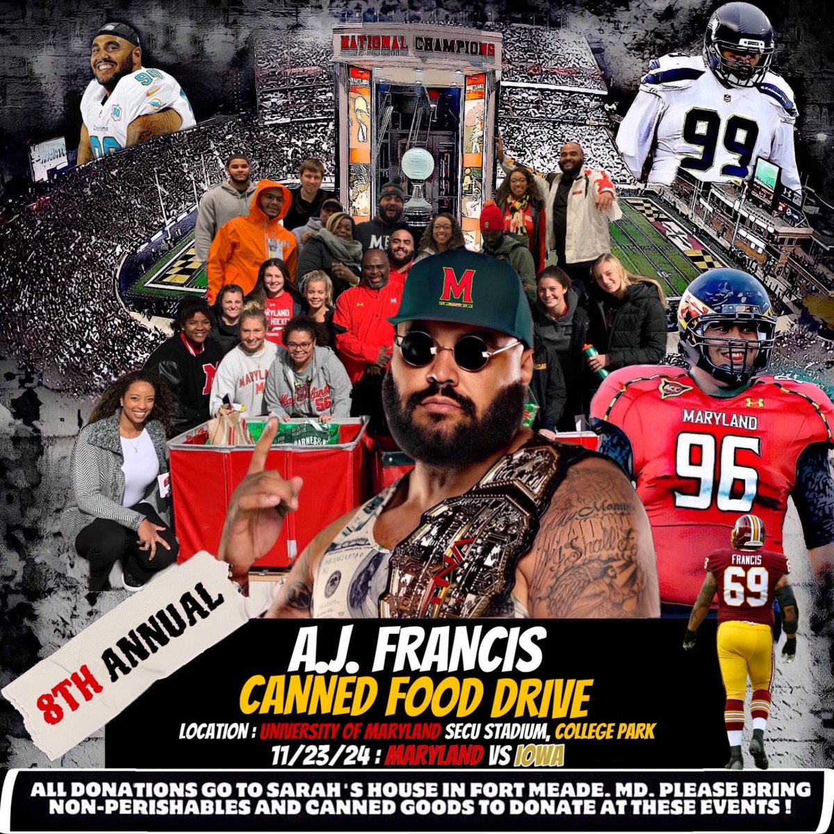 My 8th Annual Canned Food Drive w/ <a href="/umterps/">Maryland Terrapins</a> is in 3 WEEKS as <a href="/TerpsFootball/">Maryland Football</a> faces <a href="/HawkeyeFootball/">Hawkeye Football</a> on 11/23 🏈 🦃

PLEASE BRING ALL YOUR NON-PERISHABLES and all Donations will go to Sarah’s House in 
Fort Meade, MD 🐢