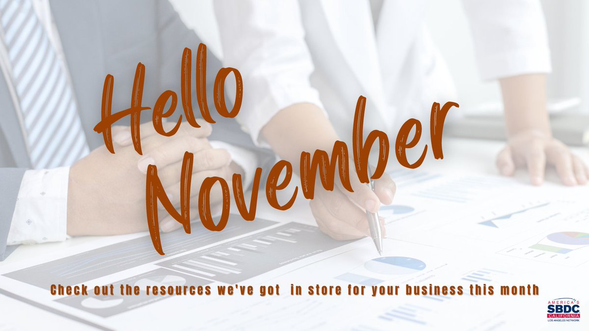 November is here. We're nearing the holidays, that's the perfect time to hone skills. Take a look at our latest webinars by clicking 👉 bit.ly/3v2Wj4S #LAsbdc #SmallBizLA