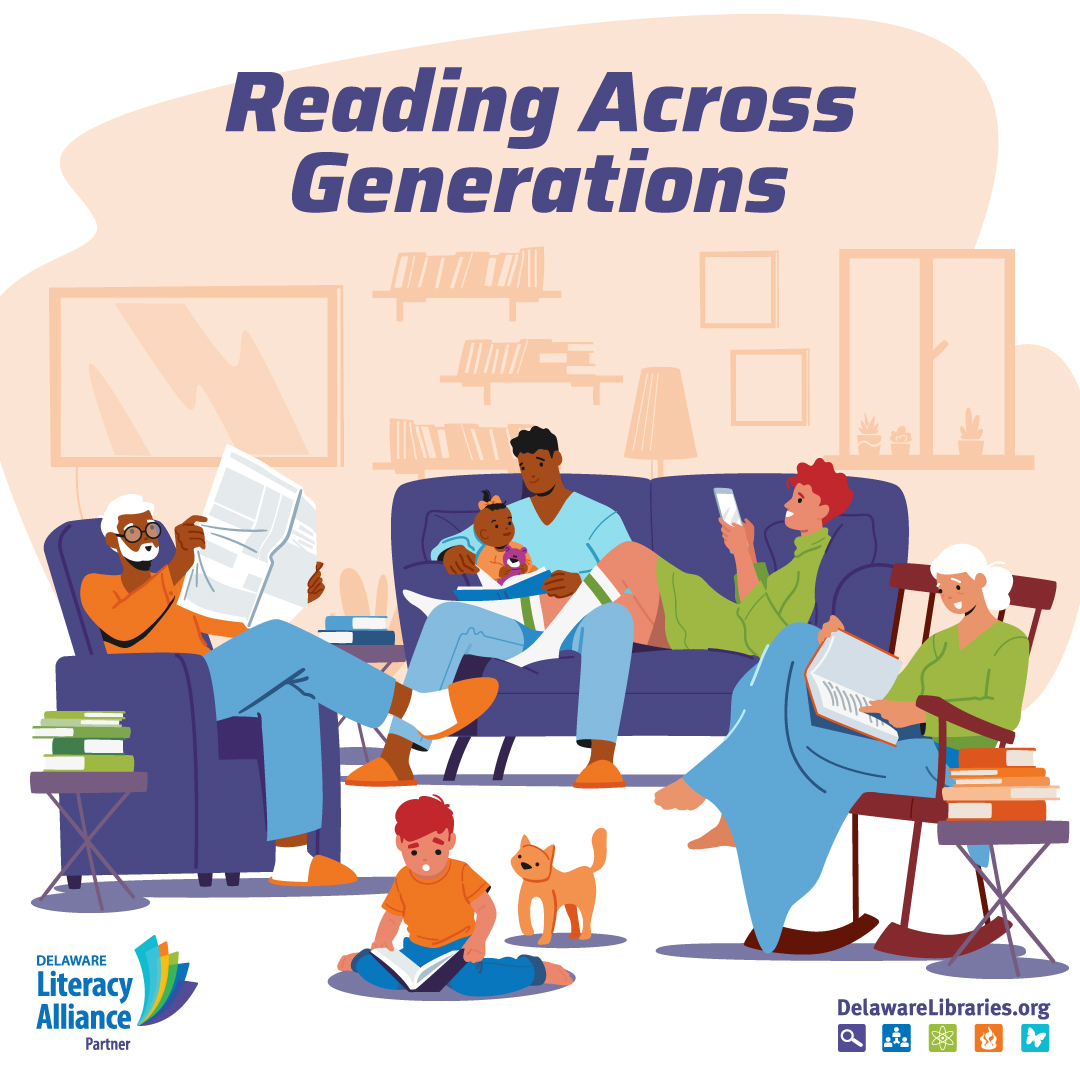 Families who read together create lifelong learners. Kids who read, succeed! Celebrate #NationalFamilyReadingDay together with #DelawareLibraries! delawarelibraries.org/librarycard #netde #imaginationlibrary