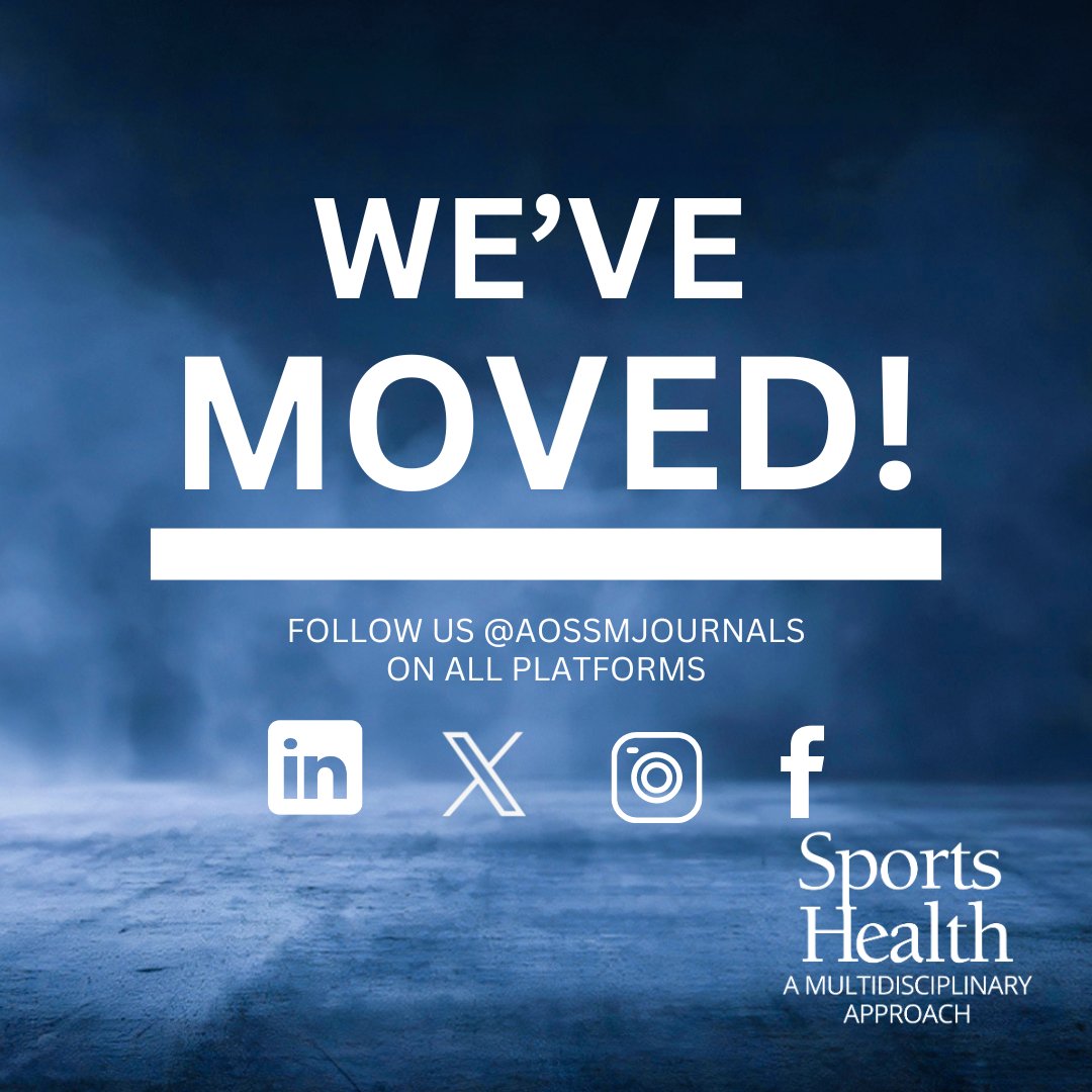 Sports Health: A Multidisciplinary Approach (@sports_health) on Twitter photo Same trusted research, now all in one place!
Follow <a href="/aossmjournals/">AOSSM Journals</a> for updates from Sports Health, and stay connected with the latest information in #sportsmedicine. Same trusted research, now all in one place!
Follow <a href="/aossmjournals/">AOSSM Journals</a> for updates from Sports Health, and stay connected with the latest information in #sportsmedicine.