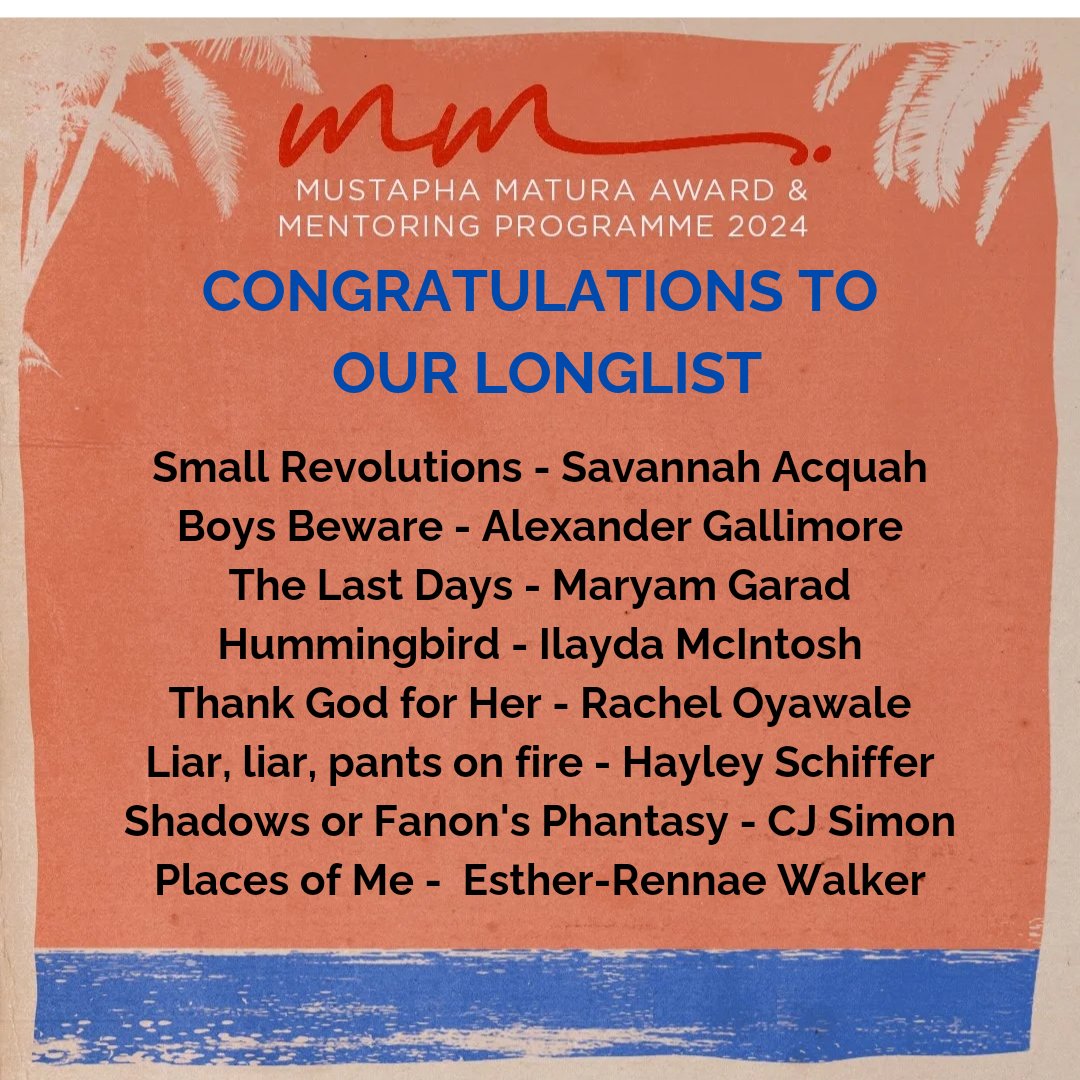 Mustapha Matura (@mustaphamatura) on Twitter photo 🎙️ Excited to announce our 2024 longlist and a massive congrats to all that entered this year. <a href="/AlfredFagonAwrd/">Alfred Fagon Award</a> 🎙️ Excited to announce our 2024 longlist and a massive congrats to all that entered this year. <a href="/AlfredFagonAwrd/">Alfred Fagon Award</a>