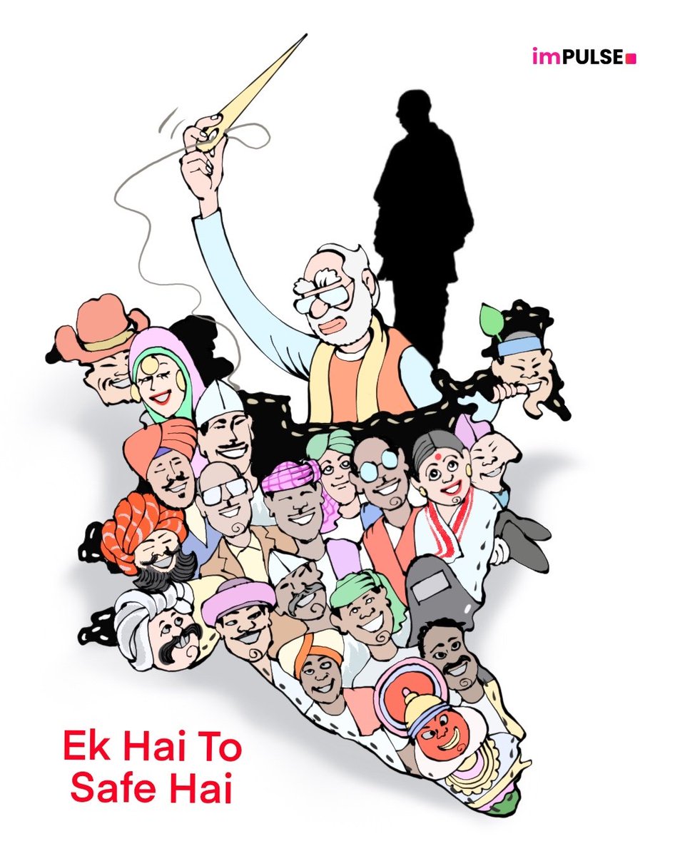 ThePulseIndia's tweet photo. A united India is an obstacle to divisive forces, both internal and external, that seek to destabilize the nation.
PM Modi has been instrumental in strengthening the unity as a safeguard, protecting India’s progress, culture, and future.
#ImpulseCartoon
#EkHaiToSafeHai https://t.co/lY82p8Pomq