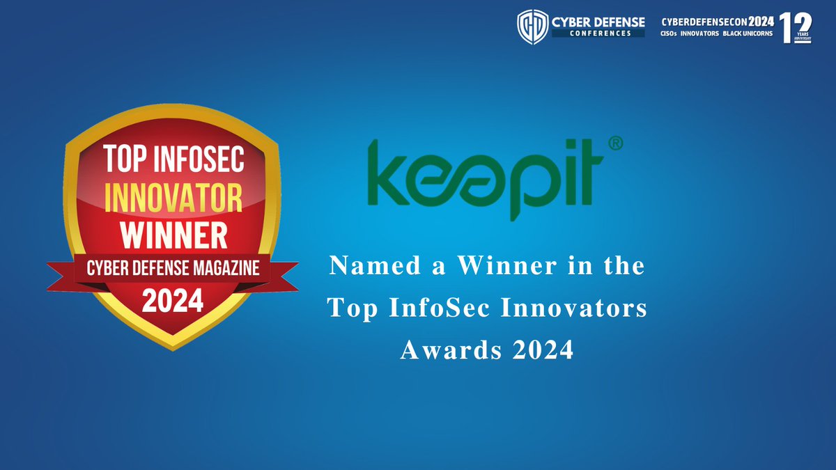 cyberdefensemag's tweet image. Wow, #KeepIt  is on fire! 🔥 So glad to see them recognized as Top Infosec Innovator 2024. Can't wait to see what they do next! #CyberDefenseCon2024 #Cybersecurity #Innovator 🎉🏆