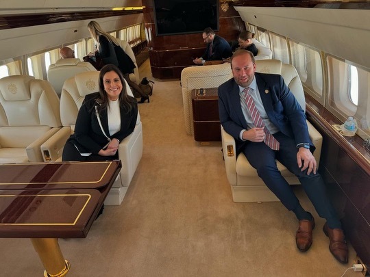 JasonSmithMO's tweet photo. I was incredibly grateful to spend some time with my friends Elise Stefanik, Kristi Noem, and Markwayne Mullin in New York and Georgia to campaign with the next President of the United States, President Donald J. Trump - the strong leader we need once again. It’s going to be a red wave! Get out and vote!