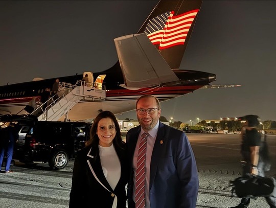 JasonSmithMO's tweet photo. I was incredibly grateful to spend some time with my friends Elise Stefanik, Kristi Noem, and Markwayne Mullin in New York and Georgia to campaign with the next President of the United States, President Donald J. Trump - the strong leader we need once again. It’s going to be a red wave! Get out and vote!