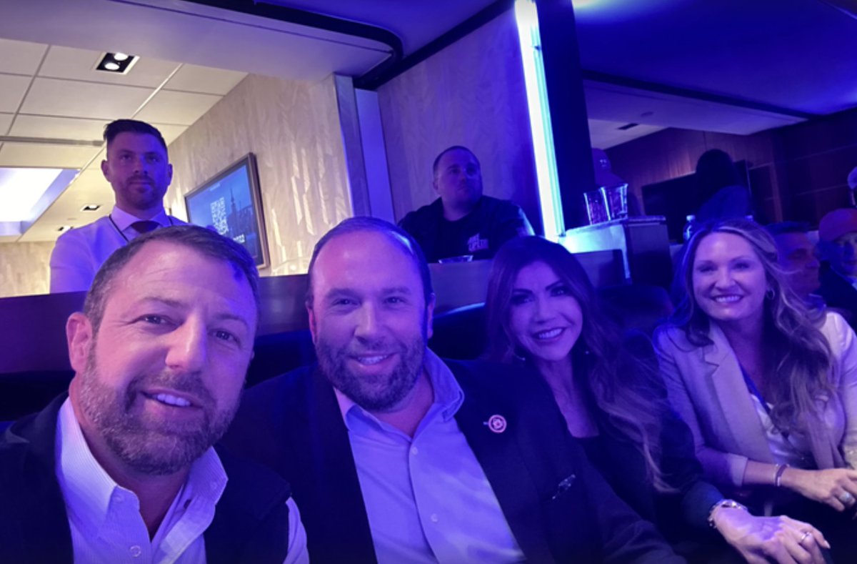 JasonSmithMO's tweet photo. I was incredibly grateful to spend some time with my friends Elise Stefanik, Kristi Noem, and Markwayne Mullin in New York and Georgia to campaign with the next President of the United States, President Donald J. Trump - the strong leader we need once again. It’s going to be a red wave! Get out and vote!