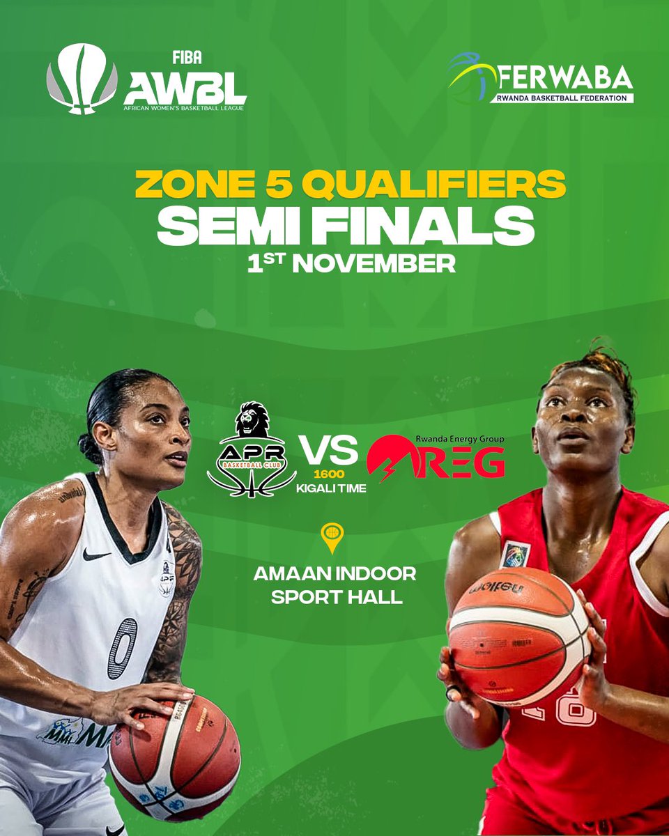 DannyKirenga2's tweet photo. Rwanda Derby time! ๐ฅ @AprWomenbbc vs. @regwomenbbc clash for a semi-final spot in the #WBLA Zone 5 qualifiers. ๐ Let's go!
#WinforREG #WinforAPR