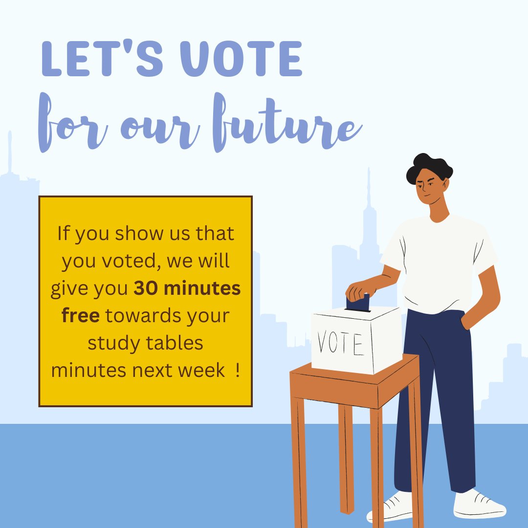 Complacademics's tweet photo. REMEMBER TO VOTE! Election day is Tuesday, Nov 5, but early voting is available here in Kalamazoo.

If you can show us your "I Voted" sticker or that your mail-in ballot was received, we will give you a free 30 min for study tables next week (Nov 3-7). https://t.co/TDT8yHHvaS