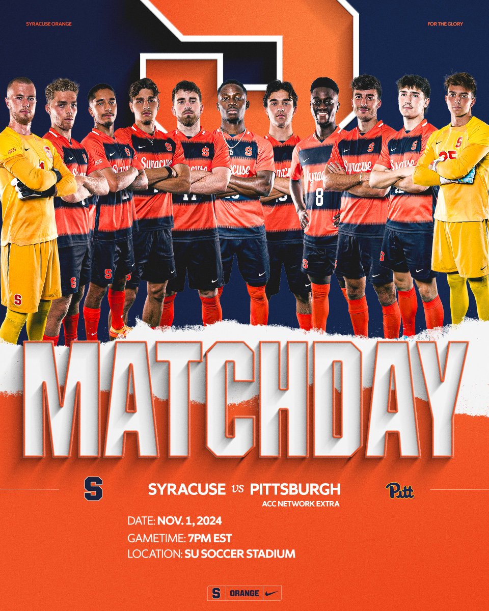 CuseMSOC's tweet photo. Senior Night 🍊

🆚 No. 3 Pitt
🏟️ SU Soccer Stadium
⏰ 7 p.m.
📺 https://t.co/LuRLWTEHQE
📊 https://t.co/UztOw6Yb57

#DareToDream https://t.co/URAYaMWNXJ