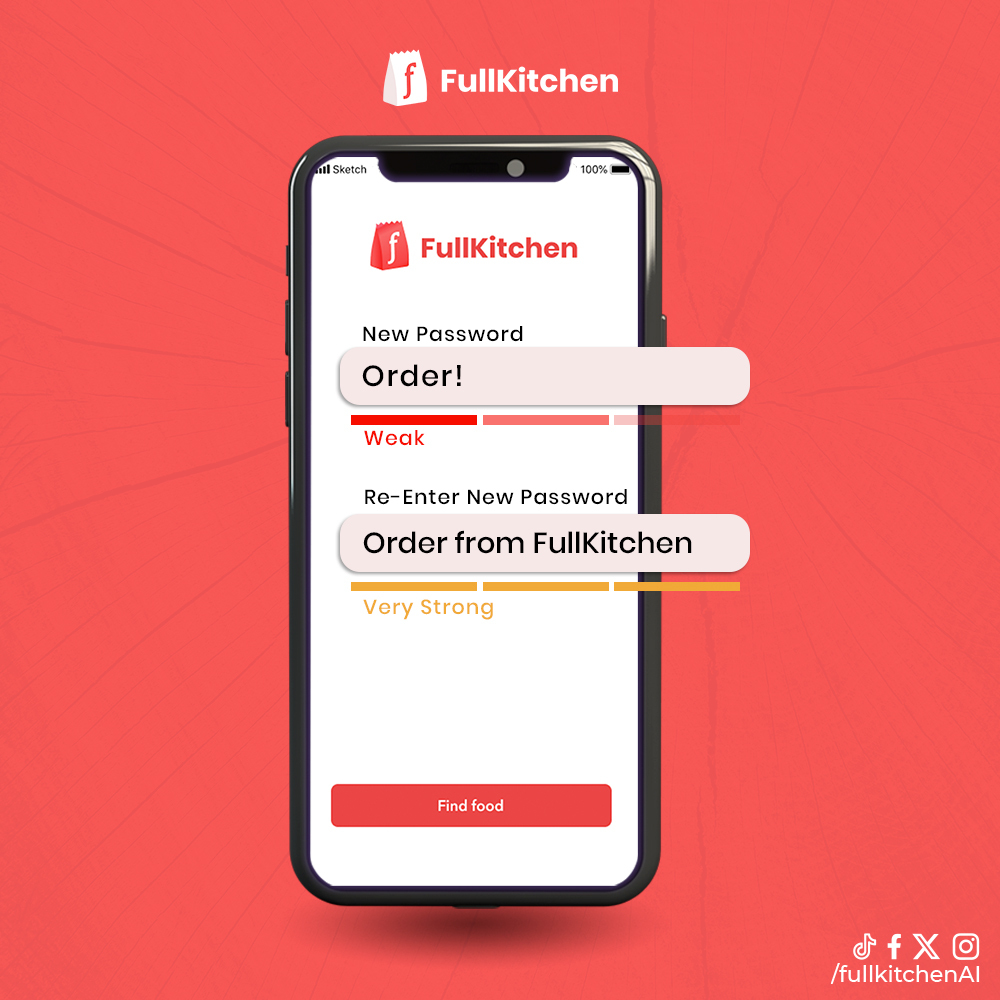FullKitchenAI's tweet image. Password for great food? 'Order from FullKitchen! 😋🔐  
Get food that’s strong on flavor without the hassle. #FullKitchen #FoodDelivered