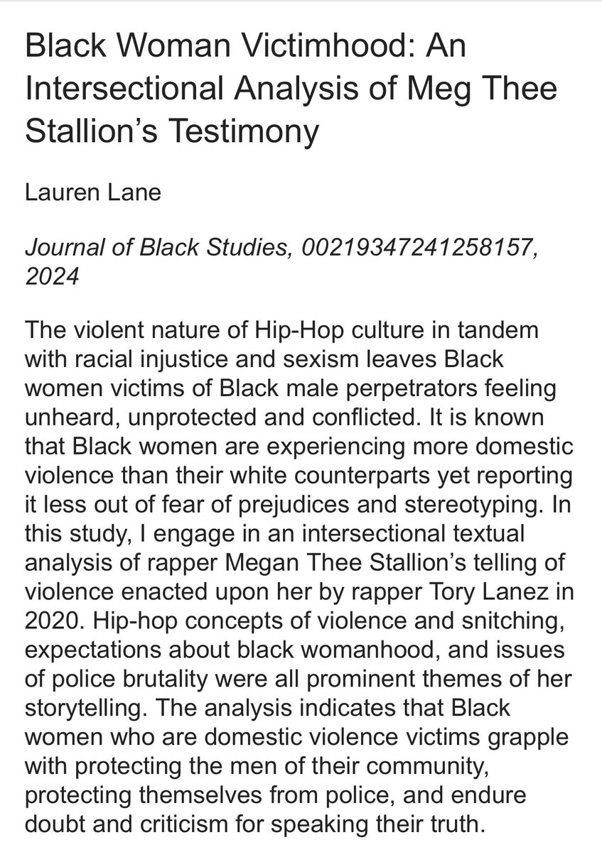 They are being studied ..some of the best work on misogynoir and pop culture is on Meg