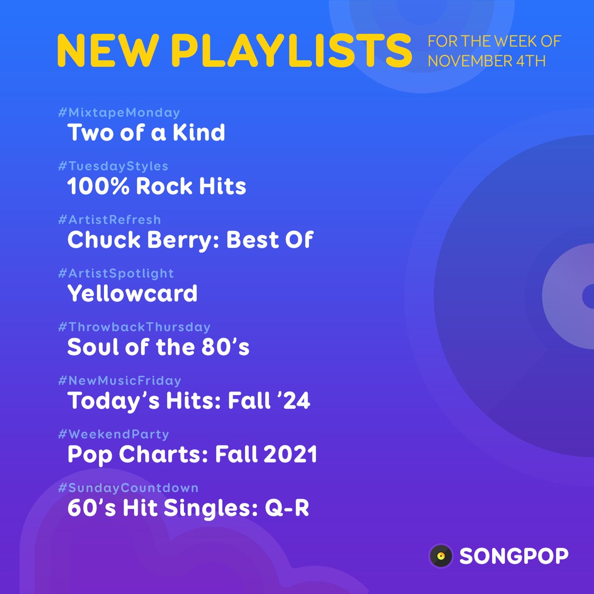 Check out all the #NewPlaylists that are coming to #SongPop this week!