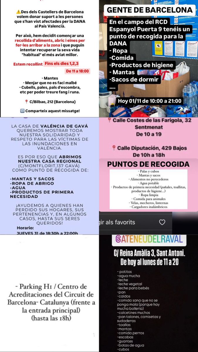 rom4nticsapphic's tweet photo. ⚠️🚨GENTE DE BARCELONA🚨⚠️

he intentado recoger aquí todos los sitios dónde podéis DONAR (ropa, herramientas, comida, etc)

si sabéis de algún sitio más, dejadlo en los comentarios (vamos a hacer como un hilo de sitios de donación) 

SE AGRADECE DIFUSIÓN‼️‼️‼️

#DANA #Barcelona https://t.co/HrQQWb7E2t