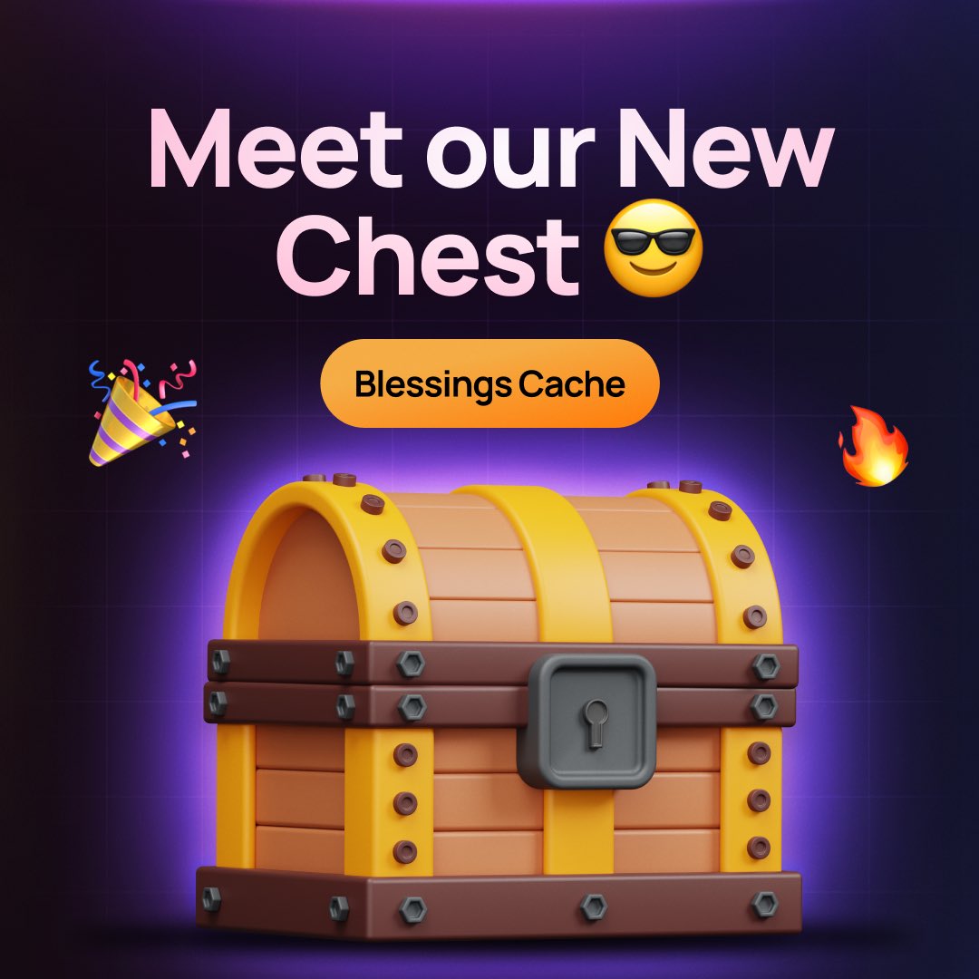 🎉Meet our New Chest – Blessings Cache

Once gifted to champions, this chest holds the blessings of guilds past, offering rewards for the lucky and the bold

How it works: You can purchase a new Blessings Cache with tokens once every 24 hours

#TapToEarn #PlayToEarn #BineGames