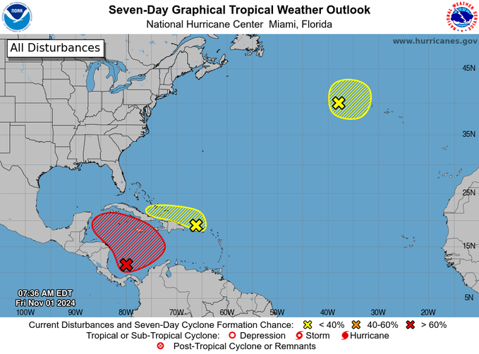 panamaendirecto's tweet photo. #Clima | La @NHC_Atlantic monitorea varias áreas para detectar el desarrollo tropical. En particular, un área en el suroeste del Caribe (Norte de Panamá) con una alta probabilidad de desarrollo (70 %).

Se espera que se desarrolle una amplia zona de baja presión y es probable que se forme una depresión tropical a fines de este fin de semana o principios de la próxima semana.

#PanamaEnDirecto @ARCA_Media