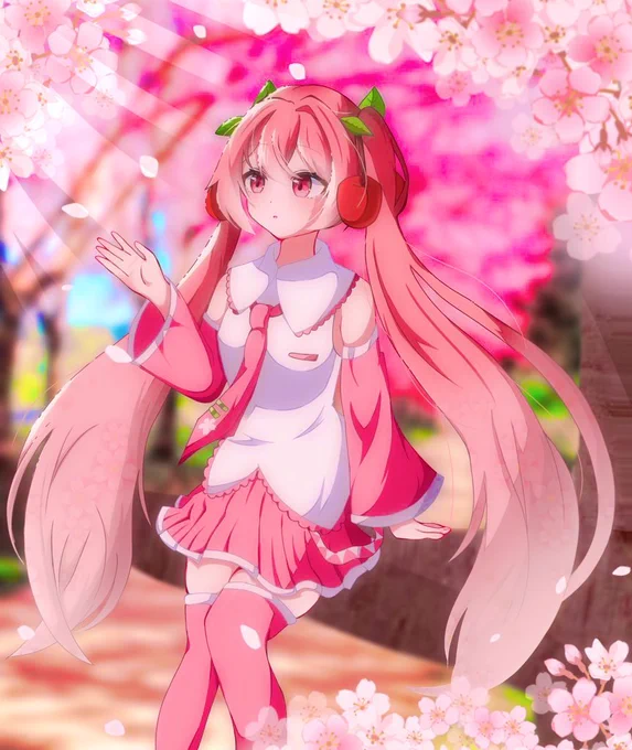 #ゆめうイラスト教室 ・線画の彩度を低く、塗りに近い色に変更しました ・背景の桜と海など濃い部分を薄くし遠近感を出しました ・座っている桜はキャラと距離が近いため描き込みを追加したのと線画に近い境界線を足しました 全体の色味を調整しました
