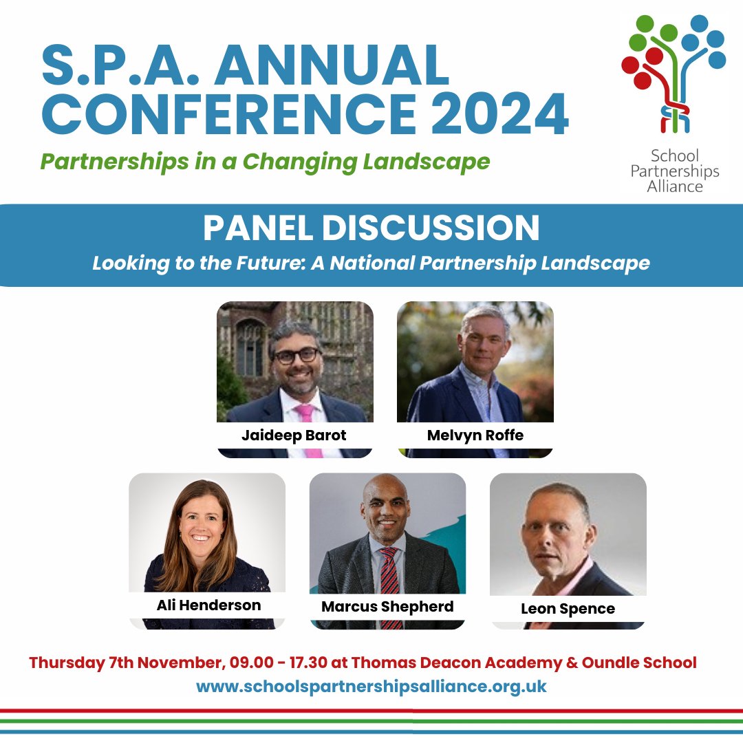 School Partnerships Alliance (@schoolpalliance) on Twitter photo Our second panel discussion looks to the future. Looking forward to hearing from <a href="/BGSHeadmaster/">Jaideep Barot</a>, Ali from <a href="/RNCSF17/">Royal National Children’s SpringBoard Foundation</a>, Melvyn, <a href="/Mr_ShepherdEd/">Marcus Shepherd</a> and <a href="/TheLeonSpence/">Leon Spence</a>. What a panel! #PowerofPartnerships #SPAconference2024 Our second panel discussion looks to the future. Looking forward to hearing from <a href="/BGSHeadmaster/">Jaideep Barot</a>, Ali from <a href="/RNCSF17/">Royal National Children’s SpringBoard Foundation</a>, Melvyn, <a href="/Mr_ShepherdEd/">Marcus Shepherd</a> and <a href="/TheLeonSpence/">Leon Spence</a>. What a panel! #PowerofPartnerships #SPAconference2024