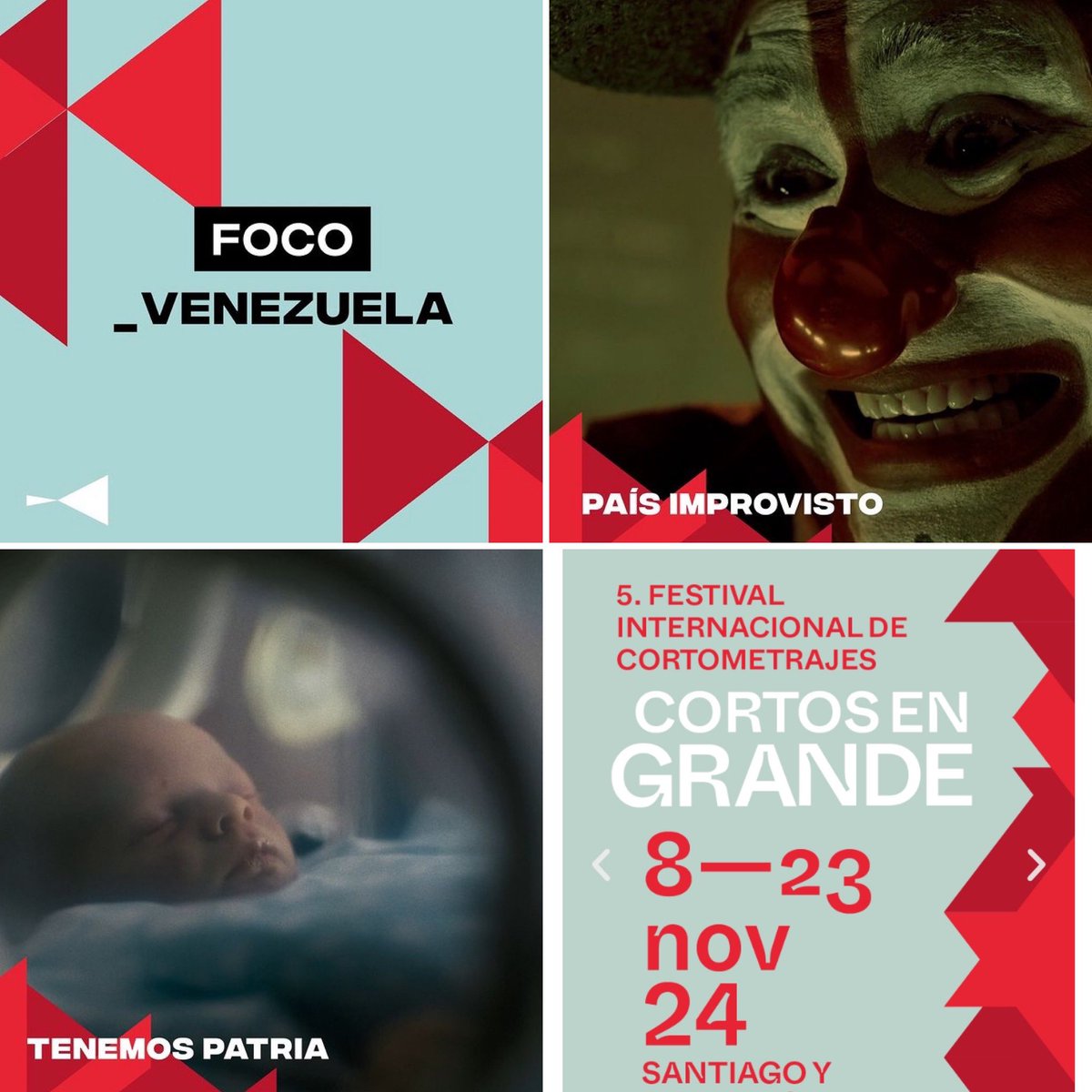 Films_Austeres_'s tweet photo. Muy agradecidos con el Festival @cortosengrande por incluir #PaísImprovisto de Alfredo Hueck y #TenemosPatria de Mikel Garrido en el Programa Foco Venezuela de esta 5ta edición del festival, que se celebrará en varias ciudades de Chile, del 8 al 23 de noviembre. 

#CineVenezolano https://t.co/1FLDUmZ2Bz