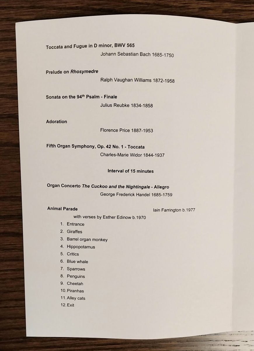 Letting some animals loose in tonight's organ recital.