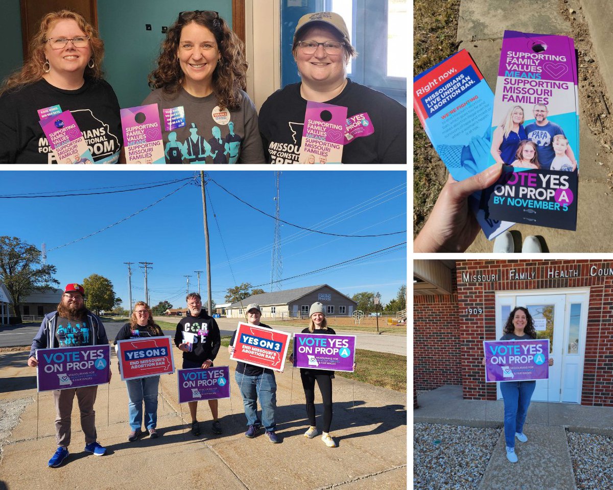 MOFHC's tweet photo. It's the final countdown for repro freedom and #PaidSickDays! Join us Saturday (11/2) to canvass Jeff City for #VoteYesOn3 and #YesOnPropA. Register here: https://t.co/2fcRUf8fvk Not in Mid-MO? Take action across the state! https://t.co/oEFtzYmizv https://t.co/S5vjzYvHM5