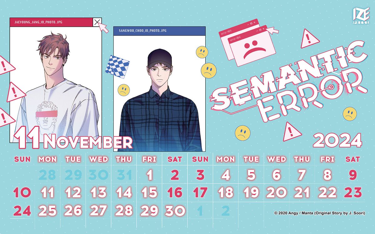izepress's tweet photo. The leaves aren't the only things changing this fall. Your wallpaper's changing too! For the month of November, we've got a new set of wallpaper calendars, featuring the beloved boys Jaeyoung and Sangwoo from Semantic Error.

Download them here 👉 https://t.co/KQdI0Rnair https://t.co/FNm4x53fns