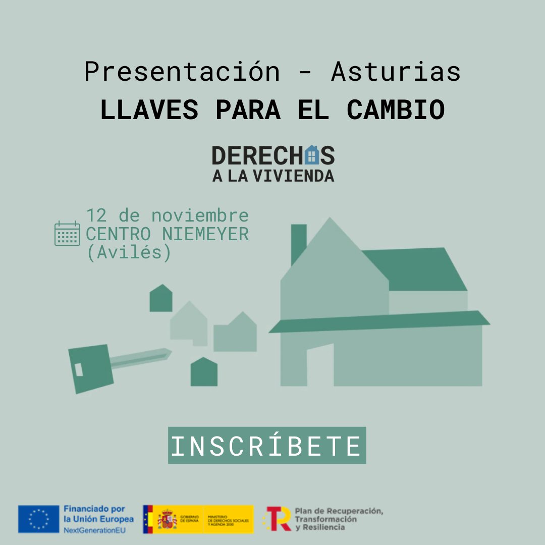 🔑#Provivienda y <a href="/HogarSi/">HOGAR SÍ</a> celebramos, junto a <a href="/AytoAviles/">AytoAvilés</a>, <a href="/AytodeGijon/">Ayuntamiento Gijón</a> y <a href="/GobAsturias/">Principado de Asturias</a>, la jornada "Llaves para el cambio: Derechos a la vivienda en #Asturias".

📅12/11 a las 10h.
📍<a href="/CentroNiemeyer/">Centro Niemeyer</a>
🔗Inscríbete aquí: solucionesalsinhogarismo.org/llaves-para-el…
