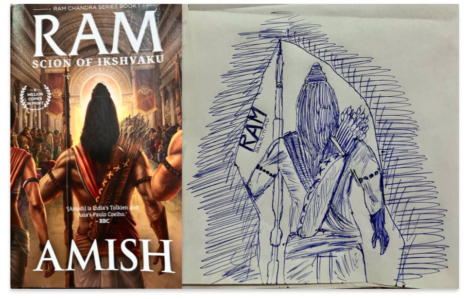 feeldipakness's tweet photo. Sketch by my daughter. @authoramish 

Big fan of your writing. https://t.co/Do0lDlGITl