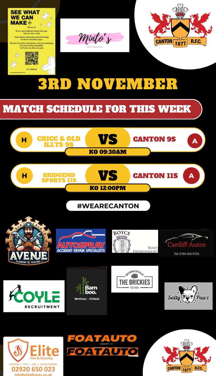 Only two of our teams are in action this weekend, and both are on the road! The U9s will be at CRICC for a round-robin, while the U11s head to Bridgend Sports.

Come out and show your support!

#WeAreCanton