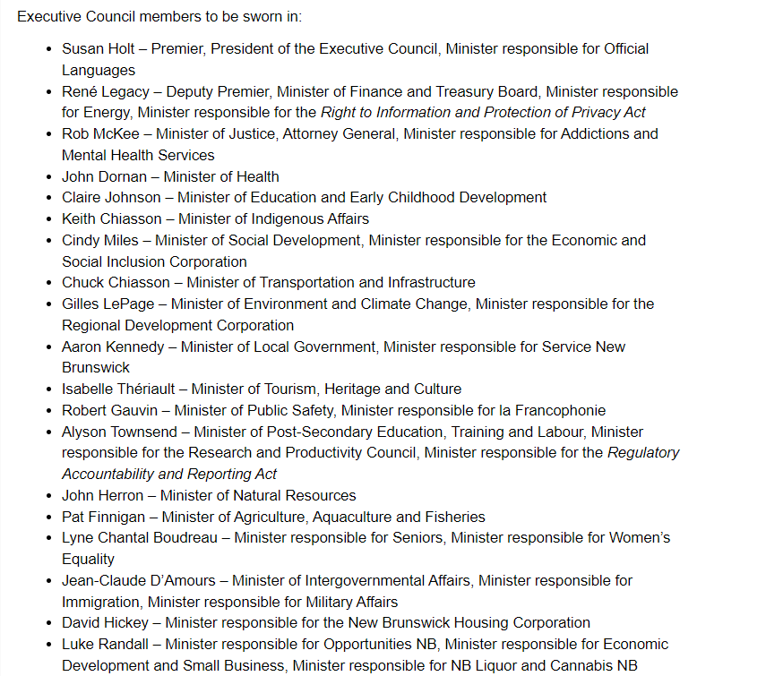 BREAKING: Susan Holt's cabinet. #NB