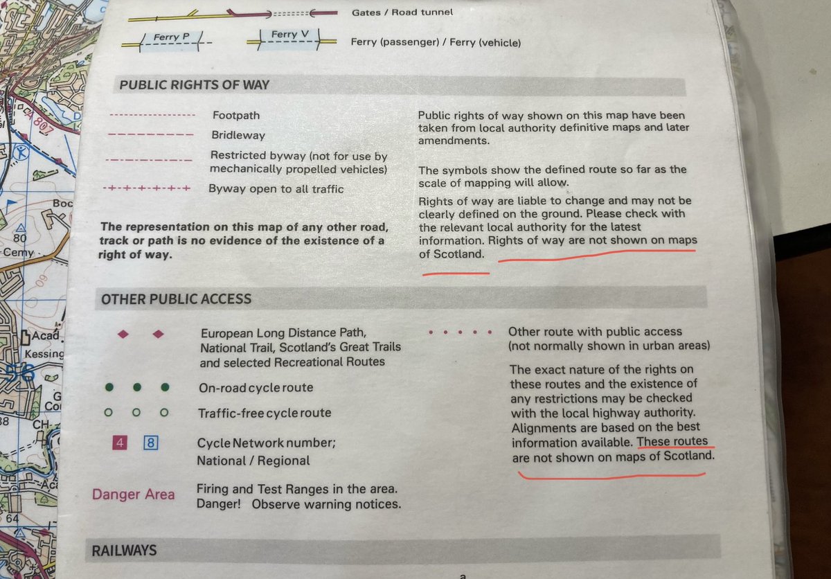 Scots are still being failed by <a href="/OrdnanceSurvey/">Ordnance Survey</a>. Eg, this Scottish map, printed 2017, *15 years* after the Land Reform Act, ignores Scottish access rights &amp; explains what’s NOT shown on maps, rather than covering our amazing access rights. Hmm!
<a href="/ramblersscot/">Ramblers Scotland</a> <a href="/ScotWays/">ScotWays</a> <a href="/bobgreid/">Bob Reid 🇺🇦🏴󠁧󠁢󠁳󠁣󠁴󠁿🇨🇦</a>