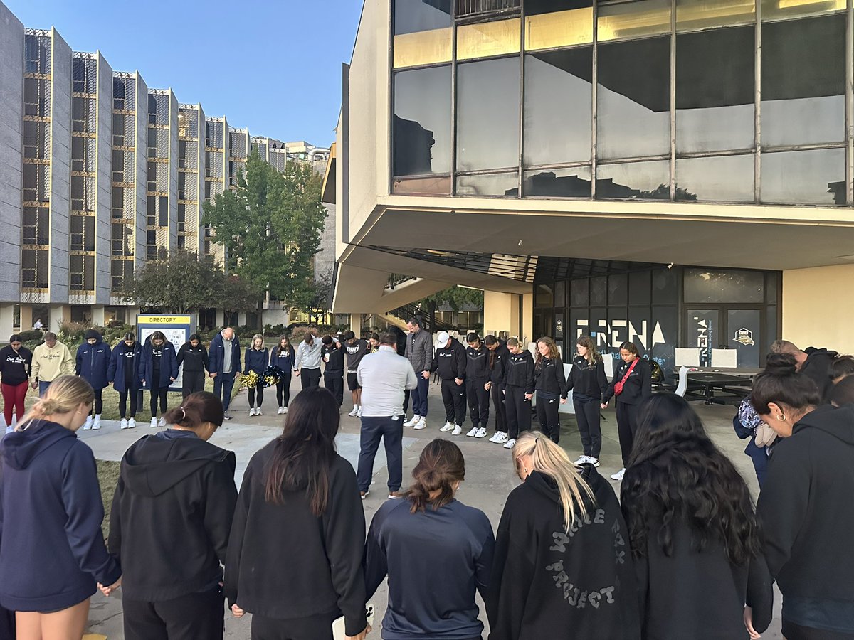 Thank you to everyone who gathered this morning to pray over our #ORUWSOC team before the trip to Omaha ❤️