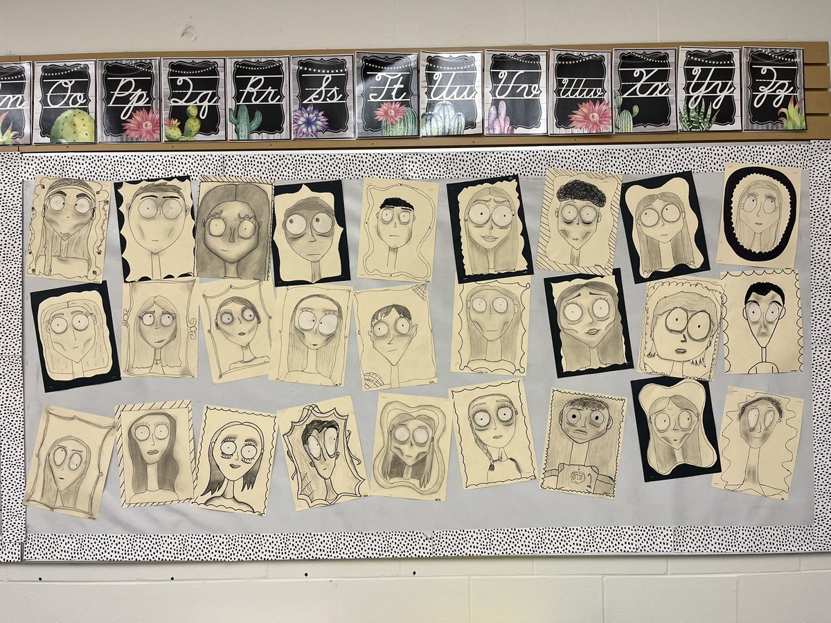With spooky season ending, it’s the perfect time to share our Tim Burton-inspired self-portraits! Students used shading techniques and explored values to make their drawings come to life. So proud of their creativity! 🎃👻✏️