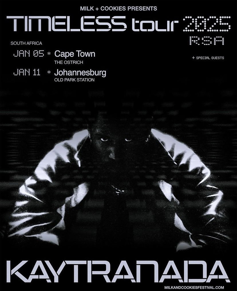 Kaytranada's much-anticipated return to South Africa is set for early next year, where he'll headline the inaugural Milk + Cookies Festival SA.

🔗Presale tickets will be available starting November 4, with public tickets on sale November
6, 2024, via Howler.