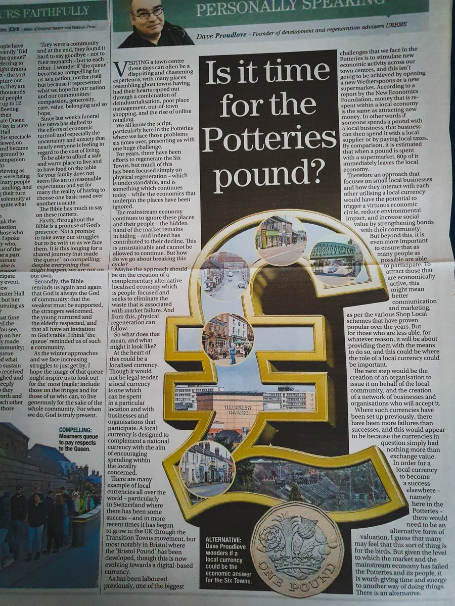 fslconsult's tweet photo. 5 October 2022....DIY economics, DIY regeneration - The Potteries Pound
#MyBackPages https://t.co/PmLYaGqsTF