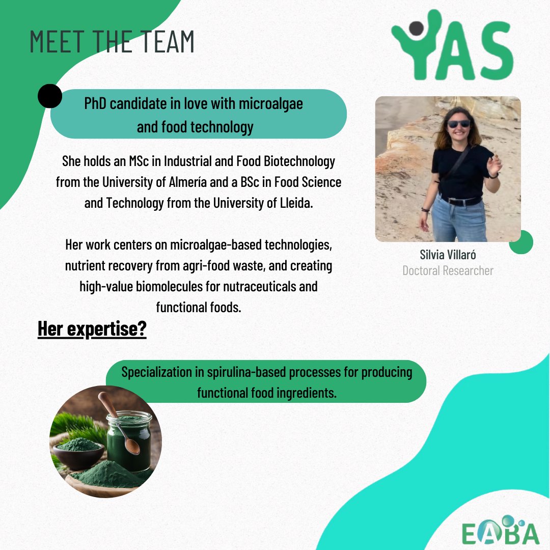 🌱 Meet the YAS 2025 Team - part 2! 🌊

Today we introduce the other half of the YAS 2025 team! These dedicated algaeneers are working hard to make the next YAS a unique experience 💚

Stay tuned for more updates as we bring this event to life! 🌿

#algae #microalgae #seaweed