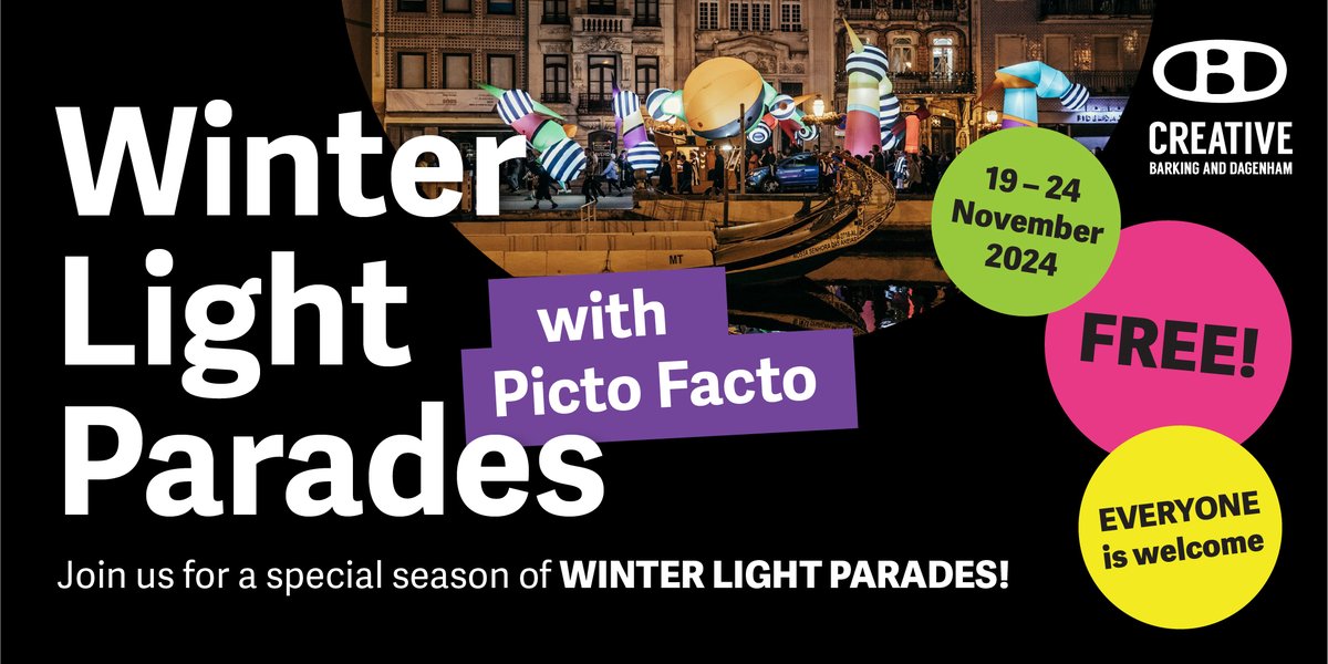 ✨ Exciting news! The Winter Lights Parades are coming to Barking &amp; Dagenham this November and they'll be led by internationally renowned French street theatre company Picto Facto! 🌍 🎉

🎥 Catch a sneak peek: youtu.be/2h5TvqB2i8c?si…

📅 Full details: eventbrite.com/cc/winter-ligh…?