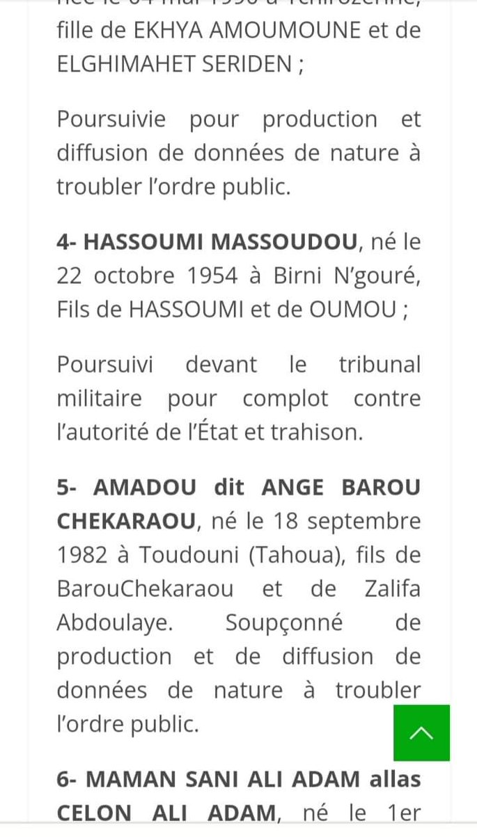aboubacarybarma's tweet photo. #Niger #Insécurité
#LutteContreLeTerrorisme: 10 nouveaux proches de #Bazoum encore fichés comme terroristes
Nouvelle #inscription de dix (10) personnes physiques au #Fichier de personnes, groupe de personnes ou entités impliqués dans des actes #terroristes (#FPGE). https://t.co/X8xONfjiKC