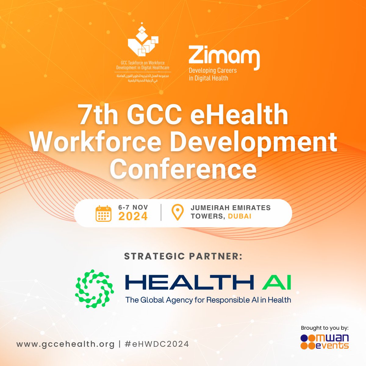Be a part of the digital health ecosystem in
the GCC region! 
We are taking part in the 7th GCC eHealth
Workforce Development Conference. 
Join us there! #eHWDC24 #GCCeHealth24 #MWANEvents #eHealthConference2024 <a href="/EventsMwan/">MWAN Events</a> <a href="/GCCeHealth/">GCC eHealth</a> <a href="/RBaptistaLeite/">Ricardo B. Leite</a>