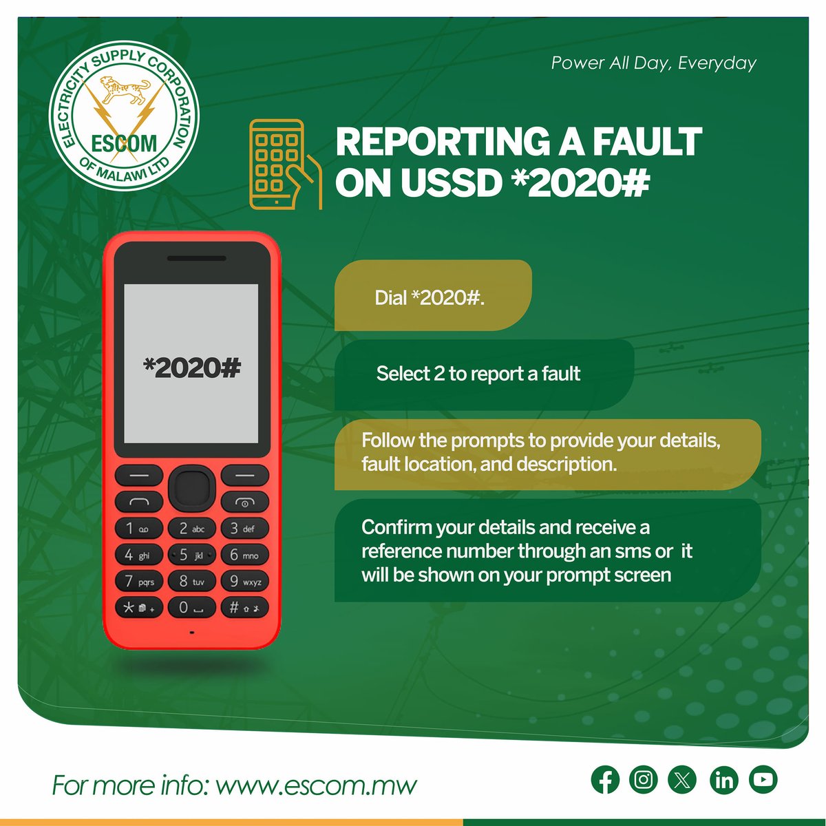 ESCOM_Malawi's tweet image. Pamene nambala zathu za 2020 ndi 3030 zili zotanganidwa, dziwani kuti mukhoza kulumikizana nafe kudzela mu njira izi:
#escomWhatsAppChatbot
#escomMobileApp
#escomUSSDcode