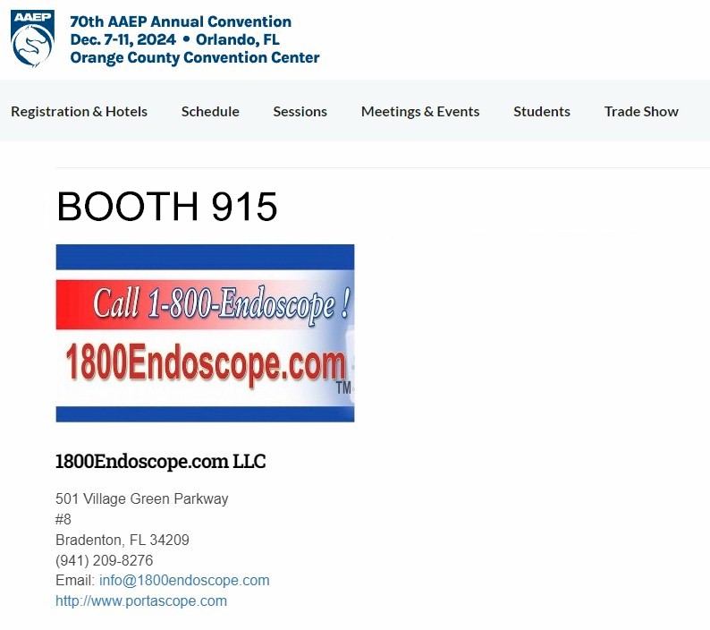 Be sure to visit our booth 915 at #AAEP #orlando Dec. 7-11 #equine #endoscopy #endoscopes 1800endoscope.com #aaep2024