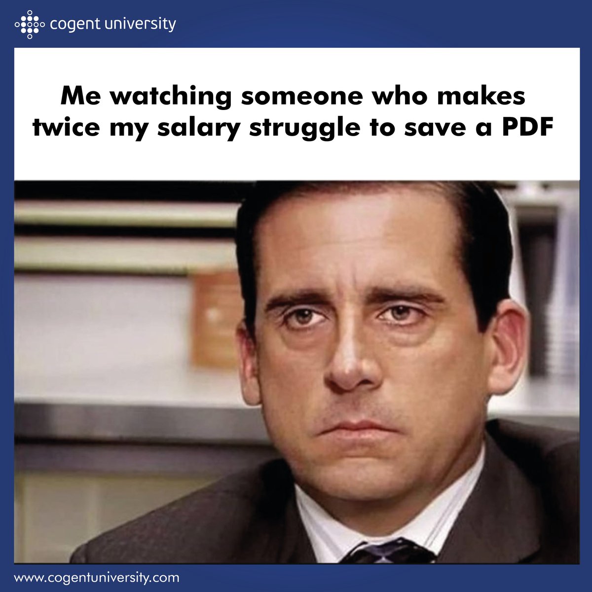 Cogentuni's tweet photo. Proof that salary doesn’t include PDF proficiency.
#cogentuniversity #techhumor #startuplife #innovationnation #digitaltransformation #workplacelaughs #techmeme https://t.co/SoLIjFg5sE