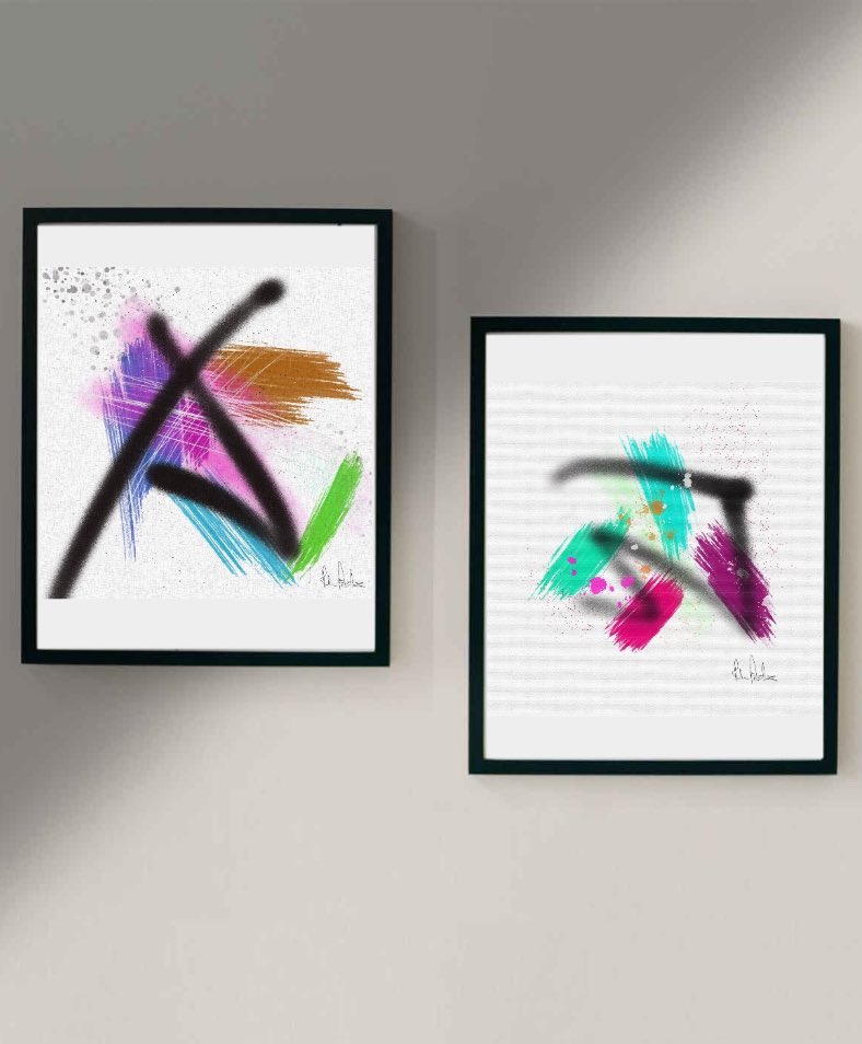 Presenting;

‘Holding On’ &amp; ‘Rhythm in Hues’—my latest digital paintings! 

‘Holding On’ captures resilience in chaos with bold strokes &amp; vivid splashes, while ‘Rhythm in Hues’ blends teal, magenta &amp; more to create a dynamic interplay of color. 

Hope they resonate! #abstractart