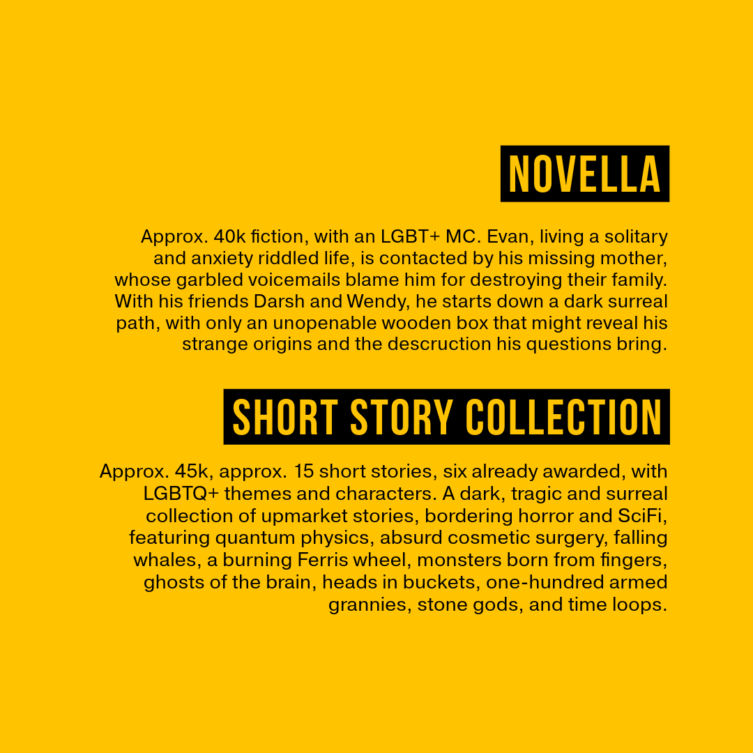 mediazauthor's tweet image. CHUCK PALAHNIUK Haunted X BORA CHUNG Cursed Bunny X MARIANA ENRIQUEZ Things We Lost in Fire 
Dark upmarket fiction of tragedy, surrealism &amp;amp; WTF moments, LGBTQ+ MCs: Novella (IP) 40k &amp;amp; short story (award winning, complete) collection 45k - 👀MY PINNED! @questpit #Q #OS #W #A #DF