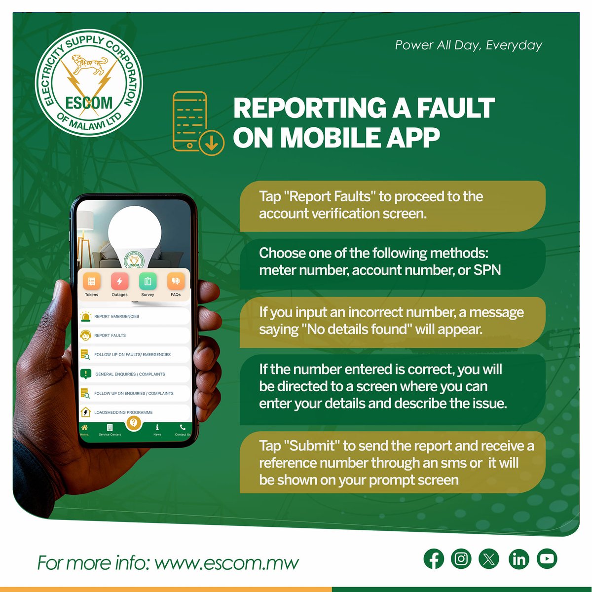 ESCOM_Malawi's tweet image. Pamene nambala zathu za 2020 ndi 3030 zili zotanganidwa, dziwani kuti mukhoza kulumikizana nafe kudzela mu njira izi:
#escomWhatsAppChatbot
#escomMobileApp
#escomUSSDcode