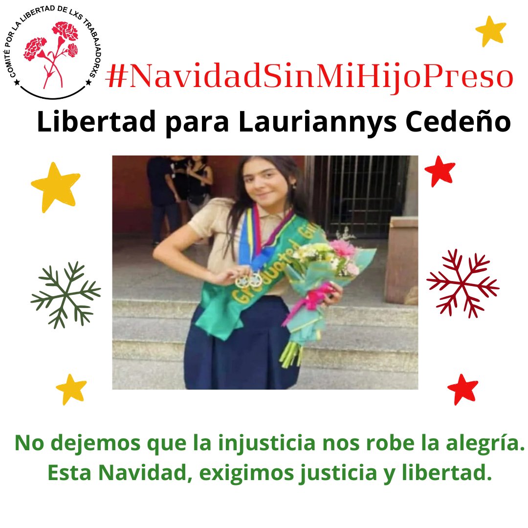 Manuelfilosofia's tweet image. Los adolescentes tienen que estar en casa, con sus familias, no en la cárcel, perseguidos injustamente por un Estado implacable que aplica sobre ellos un castigo para toda la población. Libertad para Lauriannys Cedeño #NavidadSinMiHijoPreso