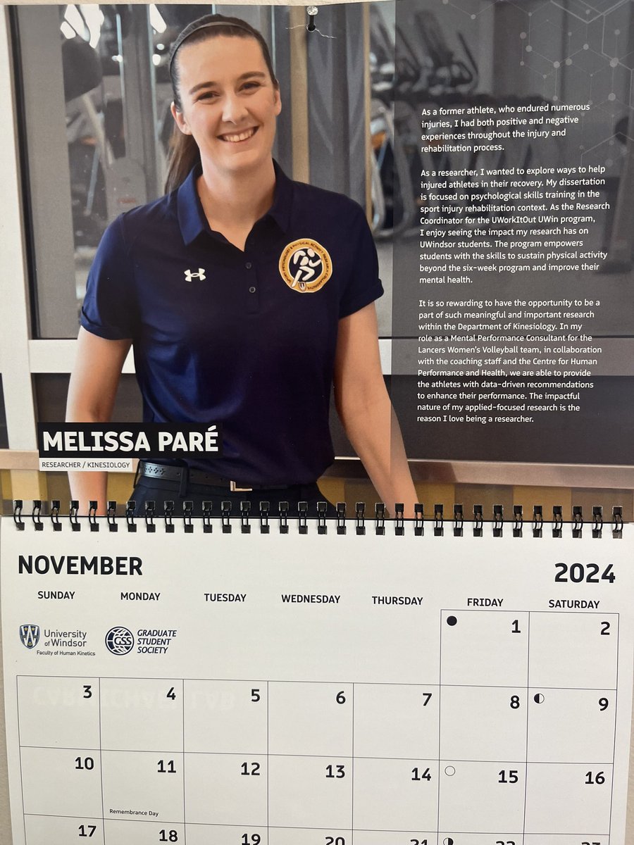 SPPARC (@spparc_uwindsor) on Twitter photo We love November! Check out our very own PhD(c) Mel (<a href="/mpare22/">Melissa Paré</a>), featured in the University of Windsor’s Women in Research Calendar! <a href="/UWindsor/">University of Windsor</a> <a href="/UWinResearch/">UWindsor Research and Innovation</a> <a href="/uwinkinesiology/">UWindsor Kinesiology</a> We love November! Check out our very own PhD(c) Mel (<a href="/mpare22/">Melissa Paré</a>), featured in the University of Windsor’s Women in Research Calendar! <a href="/UWindsor/">University of Windsor</a> <a href="/UWinResearch/">UWindsor Research and Innovation</a> <a href="/uwinkinesiology/">UWindsor Kinesiology</a>