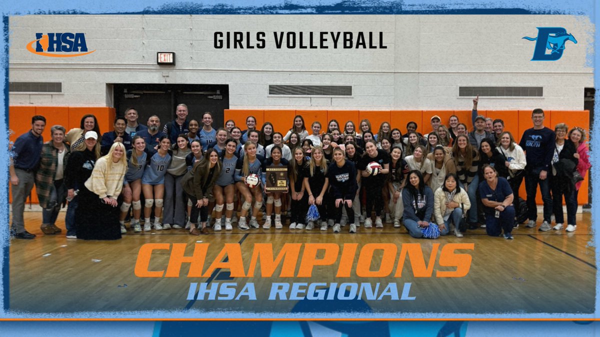 Congratulations to the Girls Volleyball team on winning the IHSA Regional Championships! The Mustangs will compete in the Sectional Semi-final on Tuesday at Willowbrook vs York High School! <a href="/dgsvball/">Downers Grove South Girls Volleyball</a> #youbelonghere #dgspride #southsidestrong