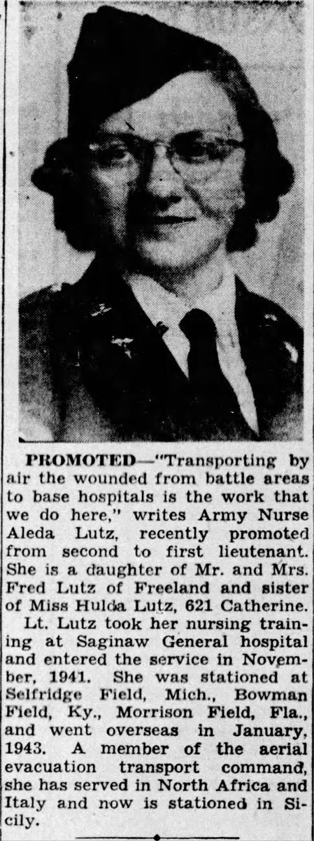 WW2Researcher's tweet image. 1st Lieutenant Aleda E. Lutz, of Freeland, Michigan, and the 802nd Air Evacuation Squadron, was killed in a plane crash at Crest de la Pedrix, France, on November 1, 1944, 80 years ago today. @AFmuseum @HistSocietyMI #802ndAirEvacuationSquadron @WW2Researcher