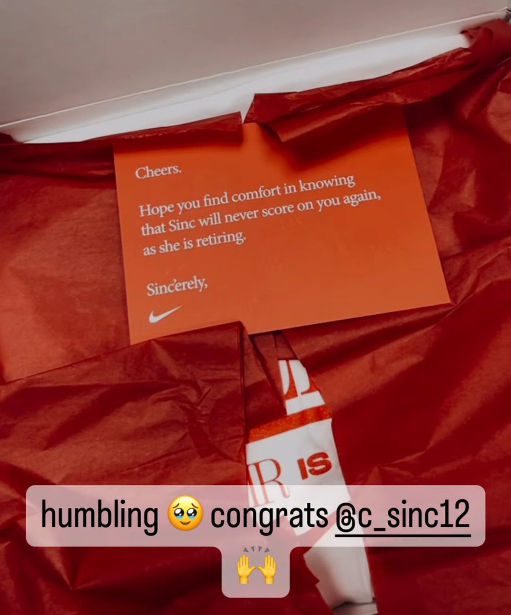 maggiemyan's tweet photo. Nike taking a page from Messi’s Christmas gifts of beer for Christine Sinclair’s retirement LMAOO

(from Jane Campell’s story) https://t.co/6wLkIvff86